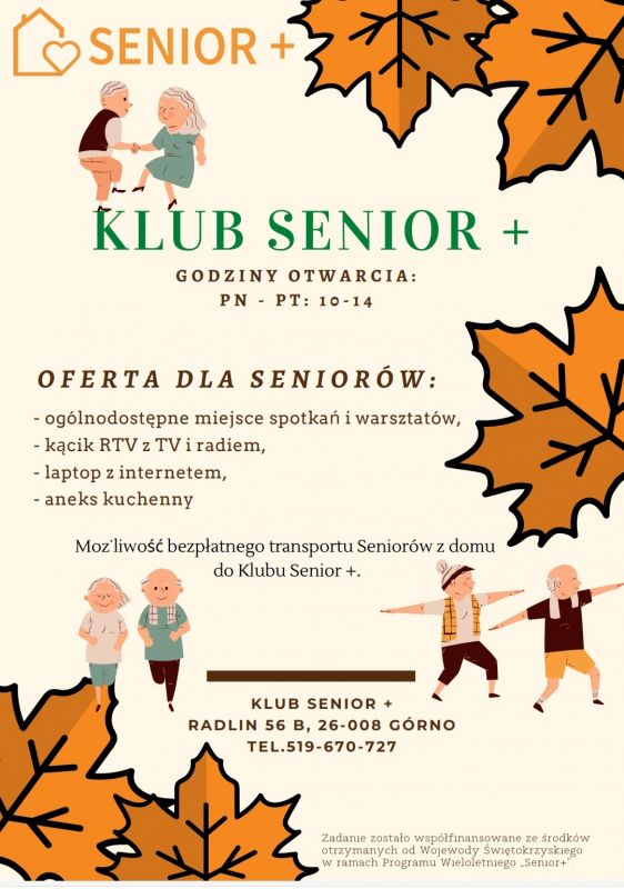 Klub Senior+ w Radlinie godziny otwarcia